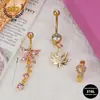 Anillo para Ombligo de Acero Inoxidable 316L, Piercing para Ombligo Hoja de Arce Dorada, Botón para Ombligo en Forma de Corazón, Anillo para Ombligo Lirio del Valle, Piercing para Ombligo, Botón para Ombligo