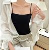Camisola Sexy Estilo Hot Girl Feminina Camada Interna Completa com Bojos Que Podem Ser Usados por Fora Tops Curtos de Cor Lisa