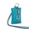 Bolsa de cuello de cuero genuino estilo japonés, bolsa para llaves moderna y exquisita, colgante de mini bolsa para labiales estilo dopamina