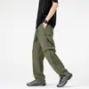 Pantalones Cargo Ligeros de Lujo para Hombre de Primavera y Otoño, Pantalones Casuales de Color Sólido con Bolsillos Grandes Vintage, Pantalones de Paracaidista Rectos Holgados Transpirables