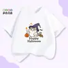 Comércio Exterior Camiseta Infantil de Manga Curta Halloween Abóbora para Meninos e Meninas Top Cartoon Estampado de Meia Manga Vermelho Algodão Puro Verão