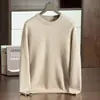 Suéter de Cashmere Espesso de Dupla Camada para Homens, Gola Redonda Pulôver, Tricô de Cor Sólida, Suéter Camada Base, Cashmere Amigo da Pele