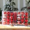 Bolas de Natal Bolas Plásticas Acessórios de Decoração para Árvore de Natal Caixas com Grade de Nove Quadrados 6 Bolas Pintadas Conjunto de Bolas de Formato Especial