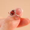 Anillo de celebridad de internet en vivo con incrustaciones de anillo de granate imitación natural color rojo paloma de 7x9 mm para mujer, chapado en oro rosa