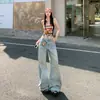 Jeans de Pierna Ancha Sueltos Arrugados Estilo Ojo de Gato Desgastado, Nueva Colección Primavera 2026 para Mujeres Petites, Soporta Envío Directo