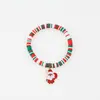 Joyería Transfronteriza Europea y Americana Navidad Pulsera de Cuentas de Arcilla Polimérica Suave Regalo Pulsera de Papá Noel Pulsera de Contraste de Color Festivo