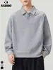 Muxi Roupa Outono Inverno Básico Versátil Retrô Casual Esportivo Camisa POLO Solta Ombro Caído Estilo Casal Top