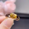 Anillo de Citrino Amarillo Natural con una Piedra Suelta Completamente Limpia en la Cara del Anillo, Tamaño 6*8mm, Hecho de Plata de Ley 925 Chapada en Oro de 18K
