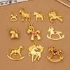 Colgante de Pony de Dibujos Animados Estilo Chino Caballo del Zodiaco Gota de Aceite Accesorios Pulsera Collar Colgante Hecho a Mano DIY Material Fabricante Lote
