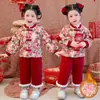 Conjunto de Año Nuevo para Niña Invierno 2025 Nuevo Estilo Niños Pequeños Festivo Estilo Chino Ropa de Invierno Engrosada Conjunto de Traje Tang para Bebé Niña