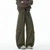 Calça de Trabalho com Bolsos Patchwork Retro Americana de Primavera e Outono Marca Nacional da Moda Hip Hop Casal Solta de Perna Larga Casual Longa para Homens e Mulheres
