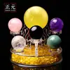 Al por mayor bola de cristal rosa blanco morado amarillo decoración de matriz de Siete Estrellas piedra cruda natural pulida cristal colorido regalo para el hogar y la oficina