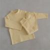 Ropa de Otoño para Bebé Traje de Algodón Clase A Camiseta de Manga Larga con Cuello Medio de Color Sólido para Bebé Pantalones Ropa para el Hogar Ropa para Recién Nacido