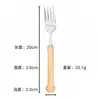 Cubiertos Gruesos de Acero Inoxidable 304 Cuchillo para Bistec, Tenedor, Cuchara, Vajilla Estilo Occidental con Mango de Bambú, Cucharita de Postre, Tenedor para Fruta