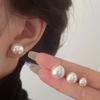 Verano Nuevo Shijia Aretes de Perlas de Pan al Vapor para Mujer Plata de Ley S925 Aguja de Plata Nicho Alta Gama Lujo Ligero Combinación con Todo Personalidad