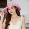 Novo Chapéu de Sol de Organza Estilo Hepburn para Mulheres, Circunferência da Cabeça Grande, Plissado, Elegante, Emagrecimento Facial, Chapéu de Mãe, Chapéu de Pescador Floral