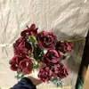 Spot Cruzado 7 Hastes Buquê de Hortênsia Rosa Casamento Buquê de Flores Artificiais Flor Falsa Simples Casa Sala de Estar