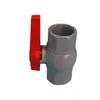 Válvula de bola octagonal de PVC con mango largo rojo gris claro interfaz roscada válvula de cierre accesorios de tubería de fontanería válvula de bola unidireccional suministro