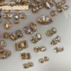 Rhinestones Dorados Champagne de Punta para Uñas, con Brillo Extra, en Forma de Corazón, Cuadrados, Mariposas e Irregulares para Decoración de Uñas