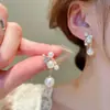 Presilhas de Orelha Estilo Coreano Sem Furo, Brincos com Design Estiloso para Mulheres, Presilhas de Osso da Orelha com Borboleta e Pérola de Franja Longa, Alto Padrão