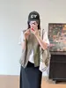 Nueva chaqueta sin mangas con cremallera y cuello redondo simple estilo coreano 0819d04