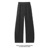 Calça casual estilo retro americano com barra curva, calça de moletom esportiva cinza de perna larga na moda, calça casual vintage solta de perna reta