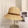 Chapéu de Pescador de Ráfia com Borda Desfiada Moda Retrô para Mulheres, Chapéu Balde Simples com Laço Versátil para Primavera e Verão, Chapéu de Palha com Proteção Solar