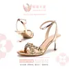Nuevas Sandalias de Tacón Alto Abiertas de Primavera Que Son Cómodas, con un Diseño Simple y Elegante, Zapatos de Tacón Alto de Lujo Ligero para Mujer con un Aspecto Elegante y Gracioso
