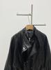 Diseño de Nicho Chaqueta de Cuero Ecológico de Dos Piezas Falsas con Cuello Alto y Cintura con Cordón Negro/Marrón