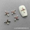 Cavalete Cruz Vermelha Red Nail Joias de Unha Liga de Diamante Vintage Prata Luz de Unha Acessórios de Luxo Leve Yiwu Atacado Raso