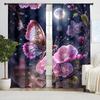 2 peças novas cortinas com padrão de borboletas rosa fornecimento de fabricantes transfronteiriços sala de estar quarto cortinas de impressão digital 3D
