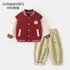 Conjunto de Ropa de Béisbol Kaka Panda para Niñas, Ropa de Otoño para Bebés, Ropa de Principios de Primavera para Niños, Conjunto Casual de Dos Piezas con Pantalones Largos
