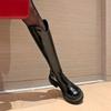 Botas de caballero hasta la rodilla con tacón de aguja, nuevas botas Martin de suela gruesa para mujer, botas altas de caña alta, botas vaqueras con boca en V para otoño e invierno de 2022.