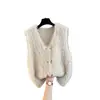 Colete de Tricô Estilo Europeu Cardigã Novo Estilo Suéter de Veludo Faux Mink Colete Feminino Peça de Roupa Externa Solta Xale de Inverno