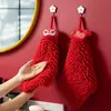 Nueva toalla de chenilla para colgar linda boda balonmano rojo festivo caricatura cocina baño león