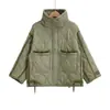 Otoño e invierno 2022 Nuevo Y2K Chaqueta acolchada de algodón de manga larga con cremallera y cuello alto para mujer chaqueta corta holgada abrigo venta al por mayor