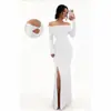 2025 Nuevo Otoño Transfronterizo Manga Larga Abertura Hombros Descubiertos Moda Ajustado Elegante Socialité Sexy Bodycon Vestido
