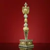 Adornos de Mortero de Acero Dorado de Cinco Puntas de Xizang Mortero de Diamante Tallado en Cobre Estilo Xizang para Sala de Estar Juego Completo de Adornos Decorativos