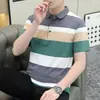 2024 Verano Nueva Camisa Polo Ligera de Negocios Camiseta de Alta Calidad para Hombre con Rayas Marca Americana de Moda Cuello