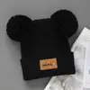 Gorro de Punto para Niños Otoño e Invierno Niño Bebé Lana Bonita Bola de Pelo A prueba de Frío Cálido Letra Niñas Gorro Pullover