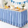 Saia de mesa toalha xadrez com babados e velcro para casamentos transfronteiriços, festas de hotel, decoração de pódio e cortina