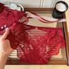 Vermelho romântico ~ Roupa íntima feminina de renda vermelha francesa este ano, calcinha sexy pura com cintura média e vazada