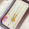 Tienda de Oro Mismo Estilo Collar Dorado Arena con Lazo para Mujer, Versátil y Elegante, Cadena para Clavícula, Joyería de Moda y Exquisita Transmisión en Vivo
