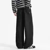 Calças de Linho Tencel Calças Masculinas Calças Jogger Curvas Outono Calças Retas de Liocel Calças Casuais Masculinas de Primavera e Outono