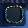 Moda Europea y Americana Verde Colorido Cristal Degradado Verde Cristal Asimétrico Conjunto de Collar y Pulsera Lujo Accesible Exquisito Gama Alta
