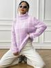 Suéter de punto para mujer, estilo pulóver, transfronterizo, europeo y americano, camisa tejida para mujer, camiseta básica, suéter de cuello alto a cuadros en contraste de color, top M668