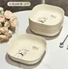 Plato de Huesos de Plástico Color Crema con Forma de Oso y Base de Almacenamiento, Bandeja de Huesos para Mesa de Comedor, Juego de Platos de Postre y Fruta Estilo Japonés para Uso Comercial