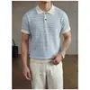 Venta directa del fabricante: Camisa Polo Rayada Jacquard Hueca Bloqueada por Color, Camiseta Pulóver Artística Nueva de Verano para Hombre, Moderna
