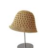 Chapéu de Tricô Simples Vazado Dupla Face Moda Feminino Primavera e Verão Casual Versátil Proteção Solar Chapéu de Pescador Mostrando o Rosto Chapéu de Bacia Pequena Tendência