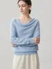 Suéter de cashmere para mulheres, estilo francês, modelagem solta, manga morcego, tricô liso de cor sólida simples